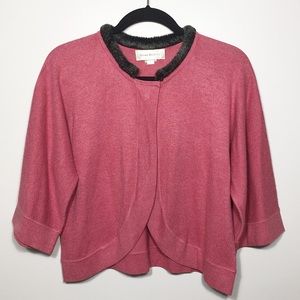 Susan Bristol Silk Blend Cranberry Bolero Shrug Size L